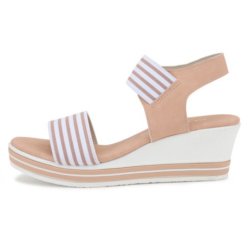 단골언니 여성 웨어블 스트라이프 밴딩 웨지 샌들