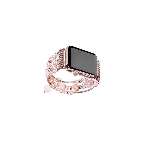 비쉐르 애플워치 3/4/5 크리스탈 진주 팔찌 밴드 (38/40mm 호환 가능), 핑크, 1세트