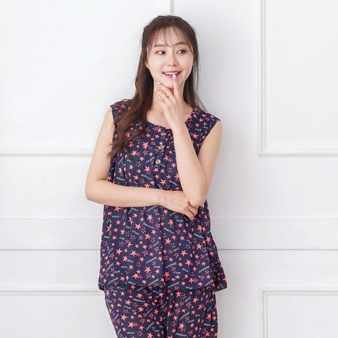 속옷스토리 여성용 까실 샤이닝스타 쿨잠옷 민소매 상하 세트