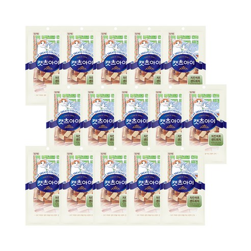 캣츠아이 치킨어포샌드위치 고양이건조간식 닭, 닭고기 + 어포 혼..., 15개 - 통살/소시지 | 쿠팡
