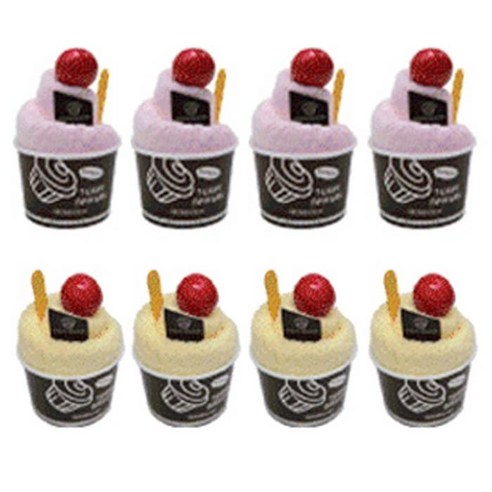 송월타월 아이스크림컵 핸드타월 2종 x 4p, 딸기, 고구마, 1세트