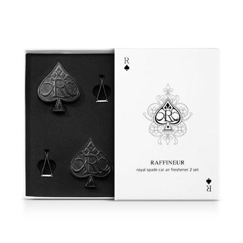 라피네르 로얄 스페이드 스톤형 차량용 방향제 튜베로즈앤로즈 본품 딥블랙 2p 세트, 1세트, 꽃향