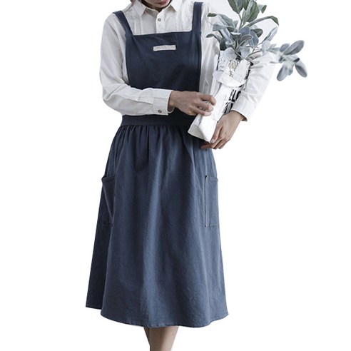 블럭마트 북유럽 원피스 앞치마, 네이비, 2개