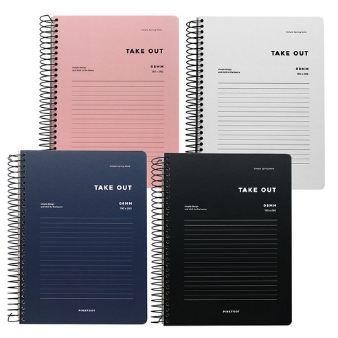 핑크풋 테이크아웃원링노트 4종세트, 화이트, 핑크, 네이비, 블랙, 1세트