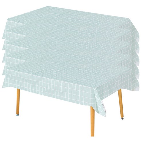 마켓피오 격자무늬 일회용 식탁보 5p, 블루, 137 x 180cm