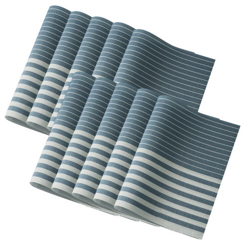 블럭마트 북유럽 스트라이프 PVC 방수 식탁매트 10p, 그린, 45 x 30 cm