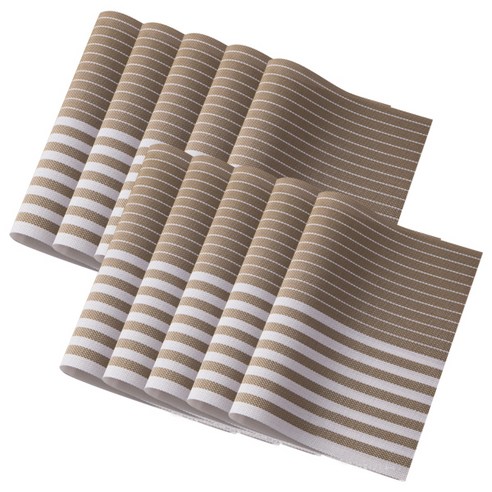 블럭마트 북유럽 스트라이프 PVC 방수 식탁매트 10p, 브라운, 45 x 30 cm
