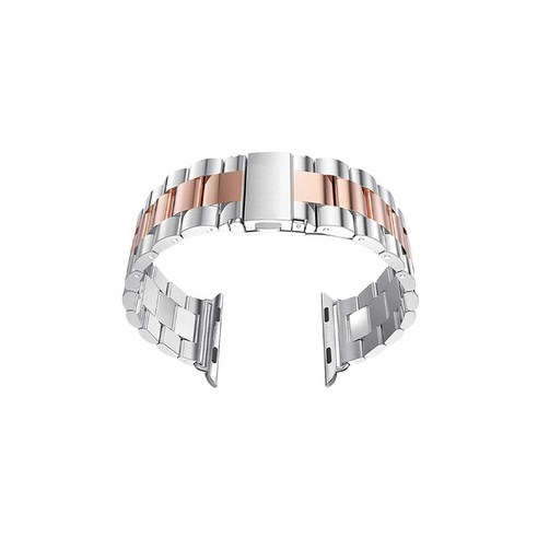 비쉐르 애플워치 3/4/5 투톤 엑설런트 메탈 밴드 (42/44mm 호환 가능), 로즈골드 + 실버, 1개