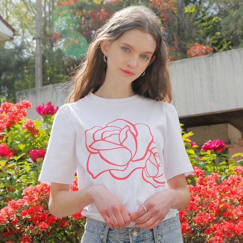 엽페 여성용 TWO FLOWER T-SHIRT