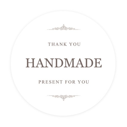 도나앤데코 6cm원형 스티커, 002 1핸드메이드040 세리 handmade, 60개