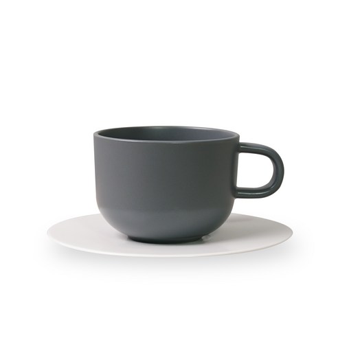 보울보울 볼볼홈파티 커피잔 350ml + 소서, 차콜그레이(커피잔), 밀크화이트(소서), 1세트