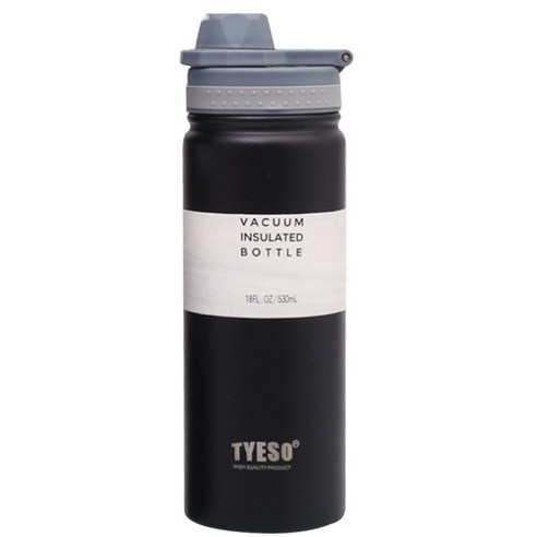 TYESO 진공단열 304스텐 스포츠 보틀 텀블러, 블랙, 530ml