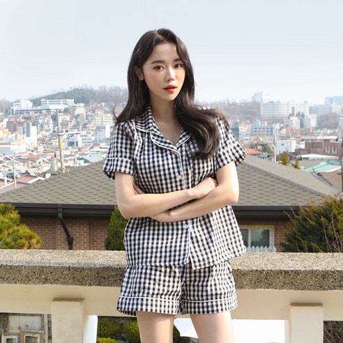 어나더디 여성용 스몰체크 잠옷 상하의 세트