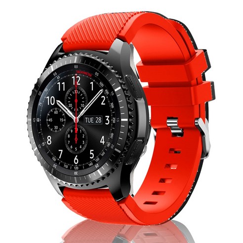 스마티팟 갤럭시 프론티어/기어S3/워치3 22mm 가죽 스티치 스트랩 (45/46mm 호환 가능), RED, 1개