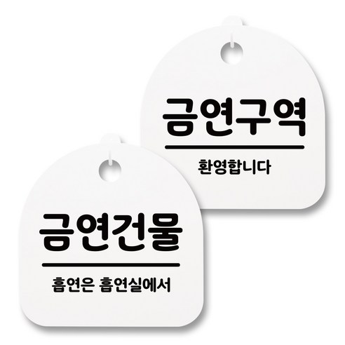 뭉키월드 아크릴 안내표시판 2p + 걸이용 후크 2p, 233 금연건물 금연구역(화이트), 1세트