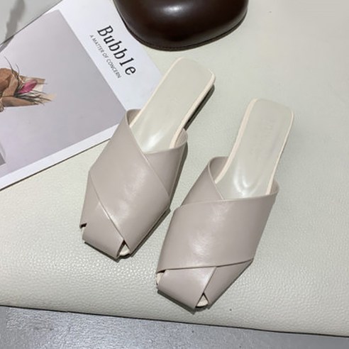 콩 여성용 스트랩 랩핑 뮬