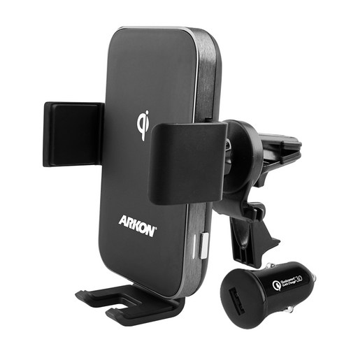 ARKON 무선N오토 FOD 차량용 송풍구 무선충전 휴대폰 거치대 AWC357 + 차량용 시거잭 충전기, 1세트, 블랙 + 매트 그레이 + 화이트