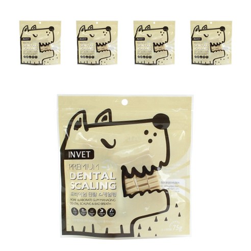 인벳 강아지 프리미엄 스케일링 덴탈껌 75g, 칼슘, 5개