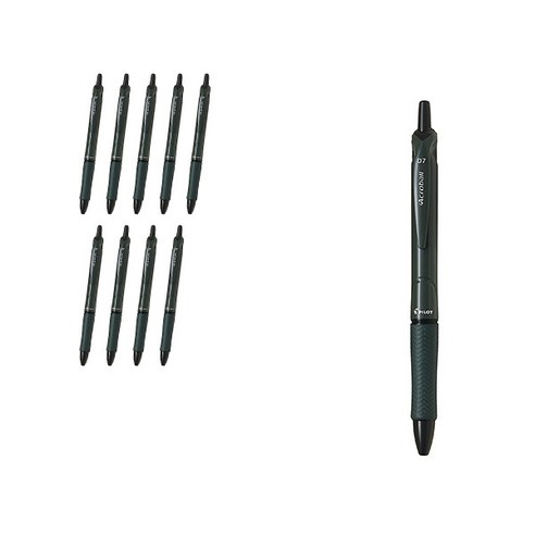 파이롯트 아크로볼M 유성볼펜 0.7mm BAB-15F, 카키 + 블랙심, 10개