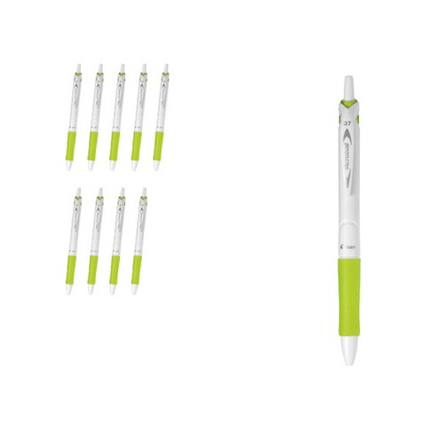 아크로볼 파이롯트150 유성볼펜 0.7mm BAB-15F, 화이트소프트그린 + 블랙심, 10개