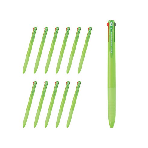 파이롯트 슈퍼그립G3 3색 다색볼펜 0.7mm BPKGG-30F, 라이트그린, 12개