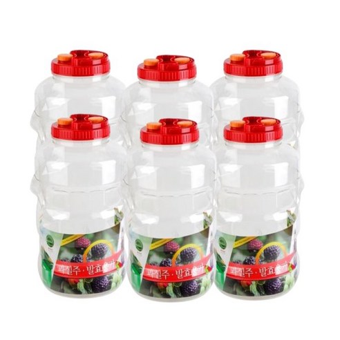 원형 과실주 용기 투명, 20L, 6개
