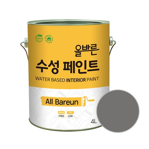 페인트인포 올바른 수성 페인트 4L, 차콜, 1개