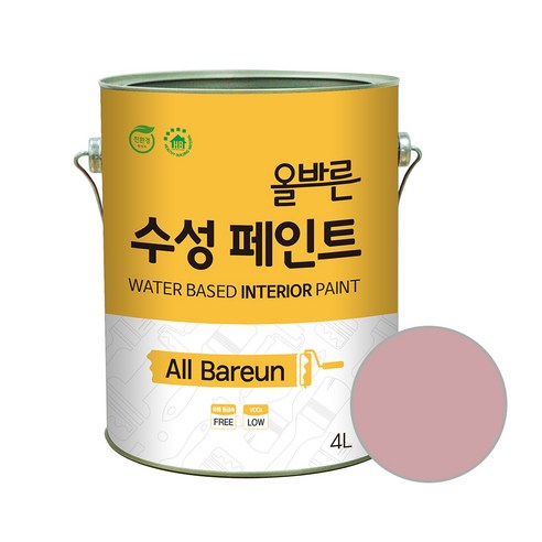페인트인포 올바른 수성 페인트 4L, 로즈핑크, 1개