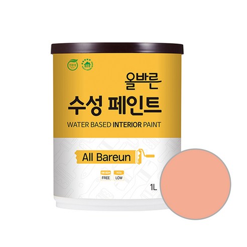 페인트인포 올바른 수성 페인트 1L, 새틴피치