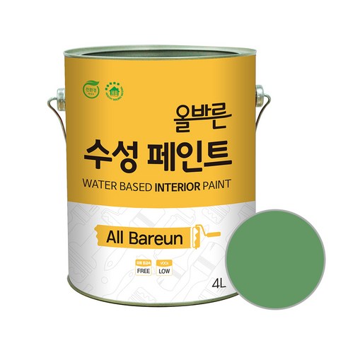 페인트인포 올바른 수성 페인트, 아보카도그린, 1개, 4L