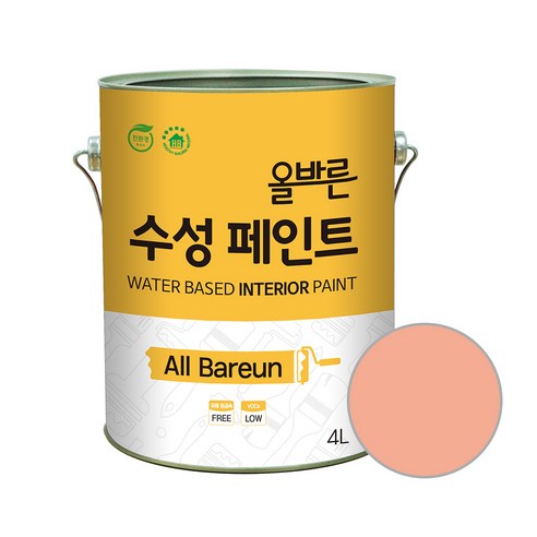 페인트인포 올바른 수성 페인트 4L, 새틴피치, 1개