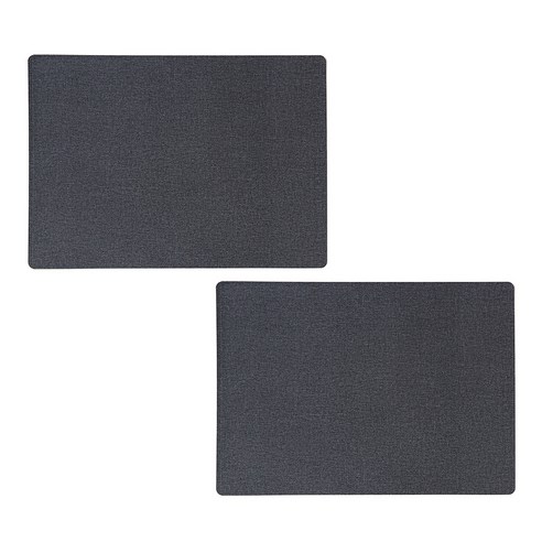 르리에 직사각 인조가죽 테이블 매트 2p, 딥그레이, 45 x 32 cm