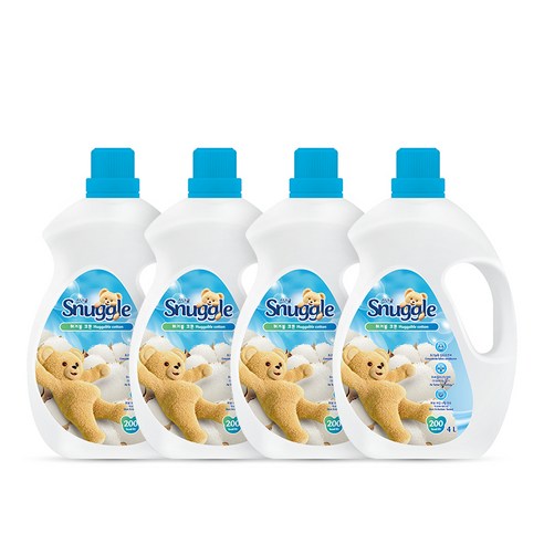스너글 초고농축 섬유유연제 허거블 코튼 본품, 4L, 4개