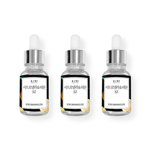 아제르퍼시픽 프래그런스 CPL 아로마 프리미엄 오일 30ml x 3p + 시향지 랜덤발송 3종 세트, 시트로넬라 앤 레몬(3Z)