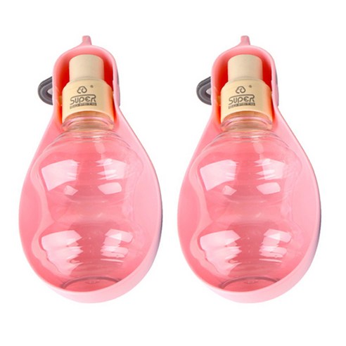 블럭마트 타원형 반려동물 물병 250ml, 파스텔 핑크, 2개