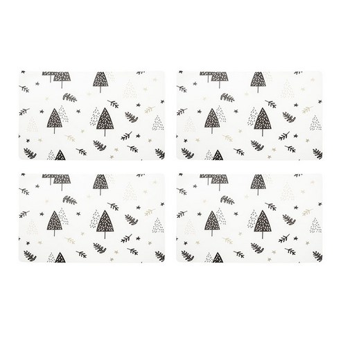 앤티스 심플 레터링 디자인 테이블매트 4p, 트리, 43 x 28 x 0.05 cm