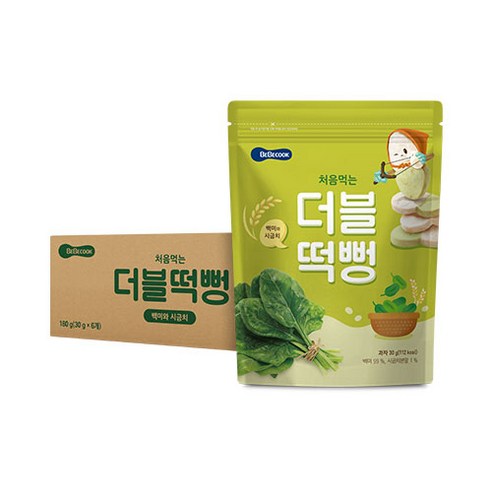 베베쿡 처음먹는 더블떡뻥, 백미 + 시금치 혼합맛, 30g, 6개