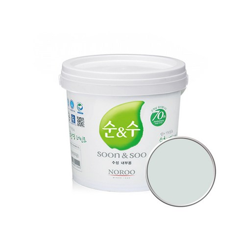 노루페인트 순앤수 KS 2급 벽지 벽면용 수성페인트 2L, 화이트스모크02 NR7154