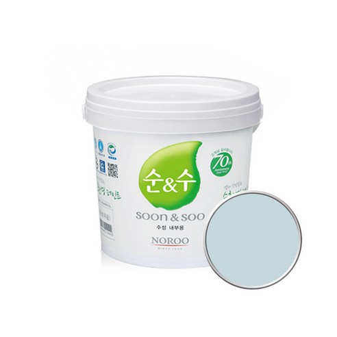 노루페인트 순앤수 KS 2급 벽지 벽면용 수성페인트 2L, 아쿠아마린07 NR7151