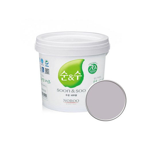 노루페인트 순앤수 KS 2급 벽지 벽면용 수성페인트 2L, 퍼플그레이 (NR6064)