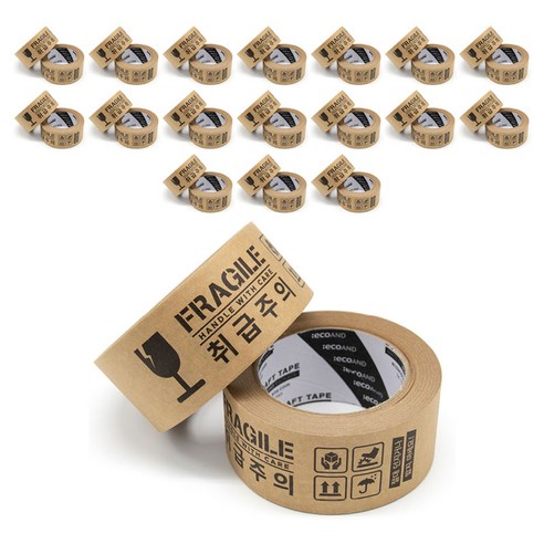 에코앤드 크라프트 박스 테이프 취급주의 50mm x 40m, 브라운, 36개