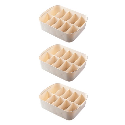 블럭마트 속옷 다용도 정리함 10칸 베이지, 3개