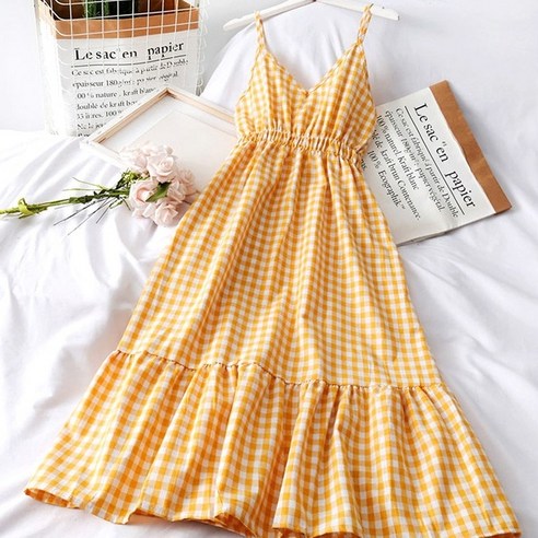 뷔스티에원피스 뷔스티에원피스 순이들 여성 민소매 벨트 롱 원피스 공블리 체크 뷔스티에 롱 나시원피스 CSO1077