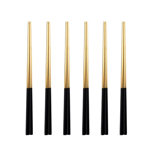 블룸엣홈 큐티러리 젓가락, 블랙골드, 6개, 젓가락6개
