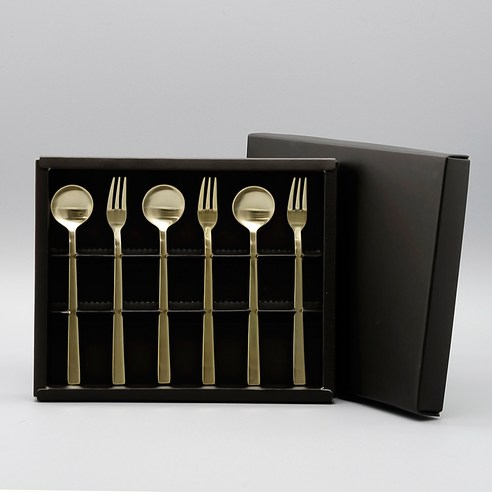 테이블아트 국산 테드 티타늄 티스푼 티포크 + 케이스 세트, 1세트, 티스푼 3p + 티포크 3p