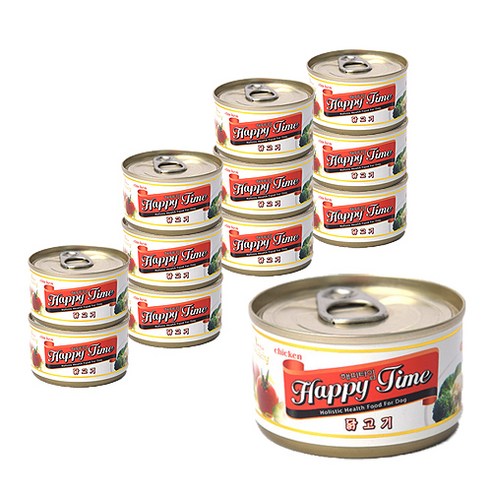 해피타임 강아지 간식캔 100g, 닭고기맛, 12개