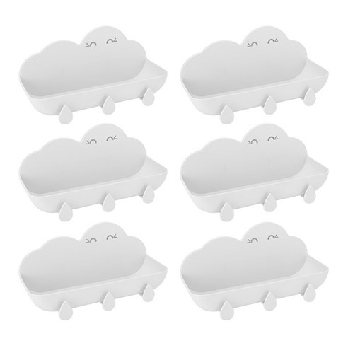 블럭마트 구름모양 욕실선반, 화이트, 6개