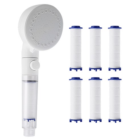 네이쳐리빙 물쎈 블라썸 3기능 정수필터 샤워기 그레이 + 필터 6p 세트, 1세트
