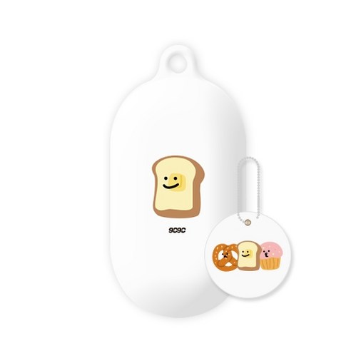9C9C 야미 갤럭시 버즈 젤리 케이스 + 원형 키링, 버터식빵