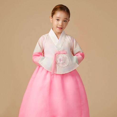 금동이 여아용 당의 진주보 한복 + 복주머니 세트 AW100